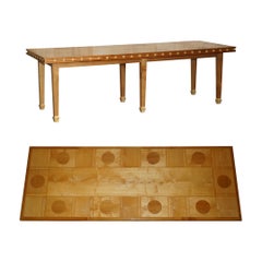 Lovely Satinwood & Birch Long Large Refectory Dining Table with Stunning Top