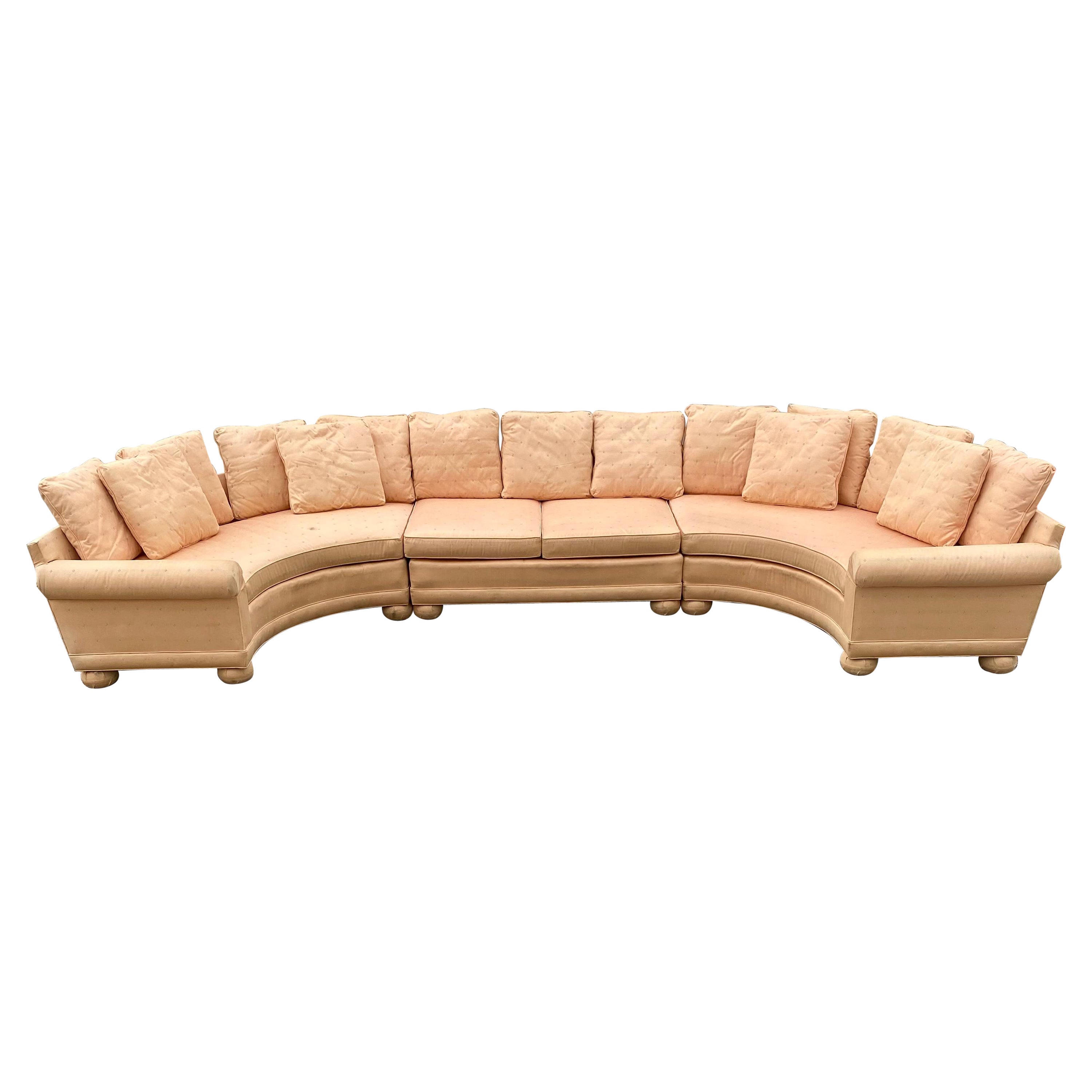 1970s Milo Baughman Salmon Satin Curved Sectional For Sale
