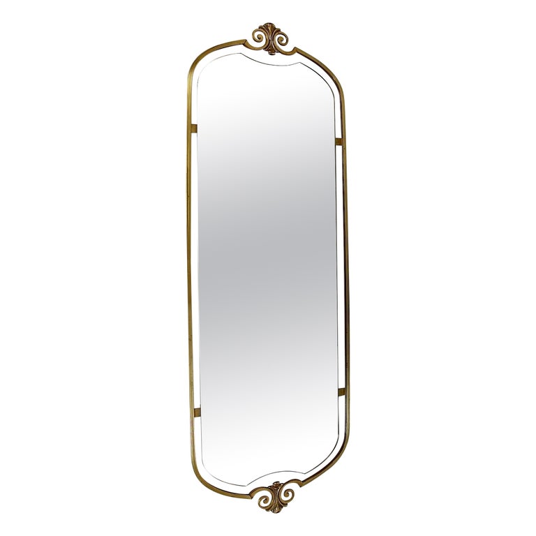 Modern Hollywood Regency Style Brass Full Length Mirror Wall Mirror