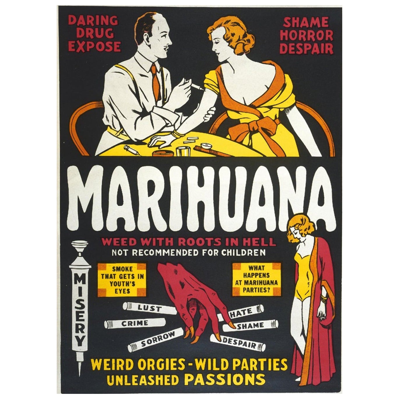 Affiche vintage d'origine de 1936 de Marihuana en vente