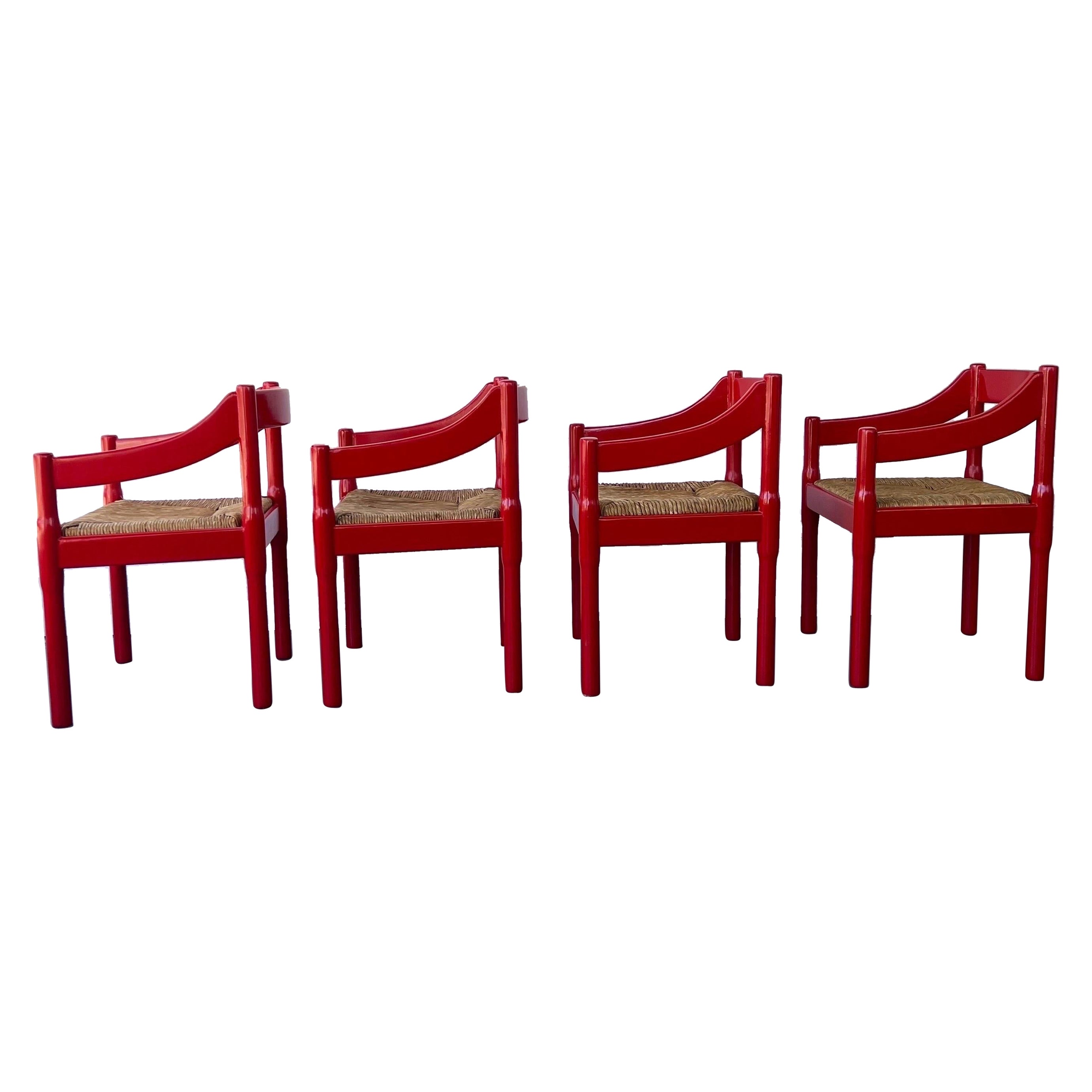 Single Glossy Red Carimate Carver Chair by Vico Magistretti for Habitat