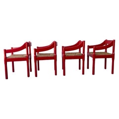 Vintage Single Glossy Red Carimate Carver Chair by Vico Magistretti for Habitat