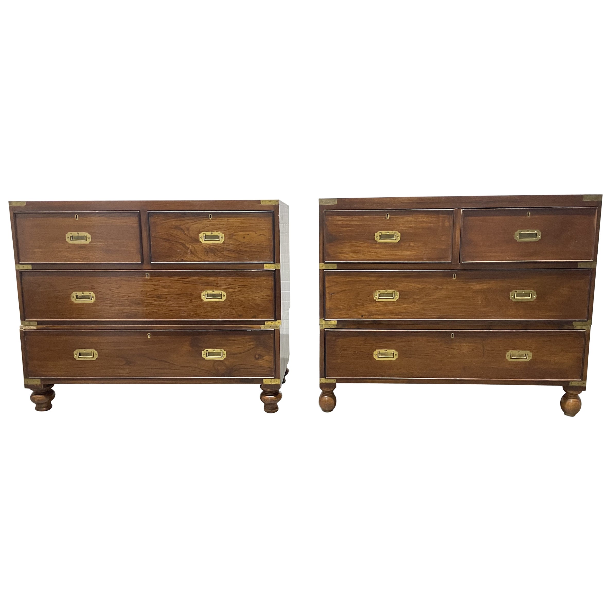 Pair of 19th Century English Mahogany Campaign Chests For Sale
