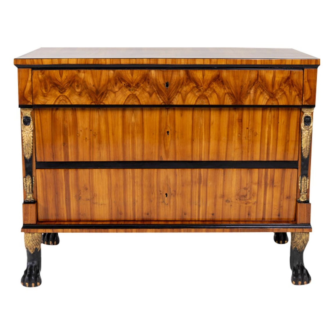 19th Century German Biedermeier Cherrywood Chest of Drawers - Antique Commode For Sale