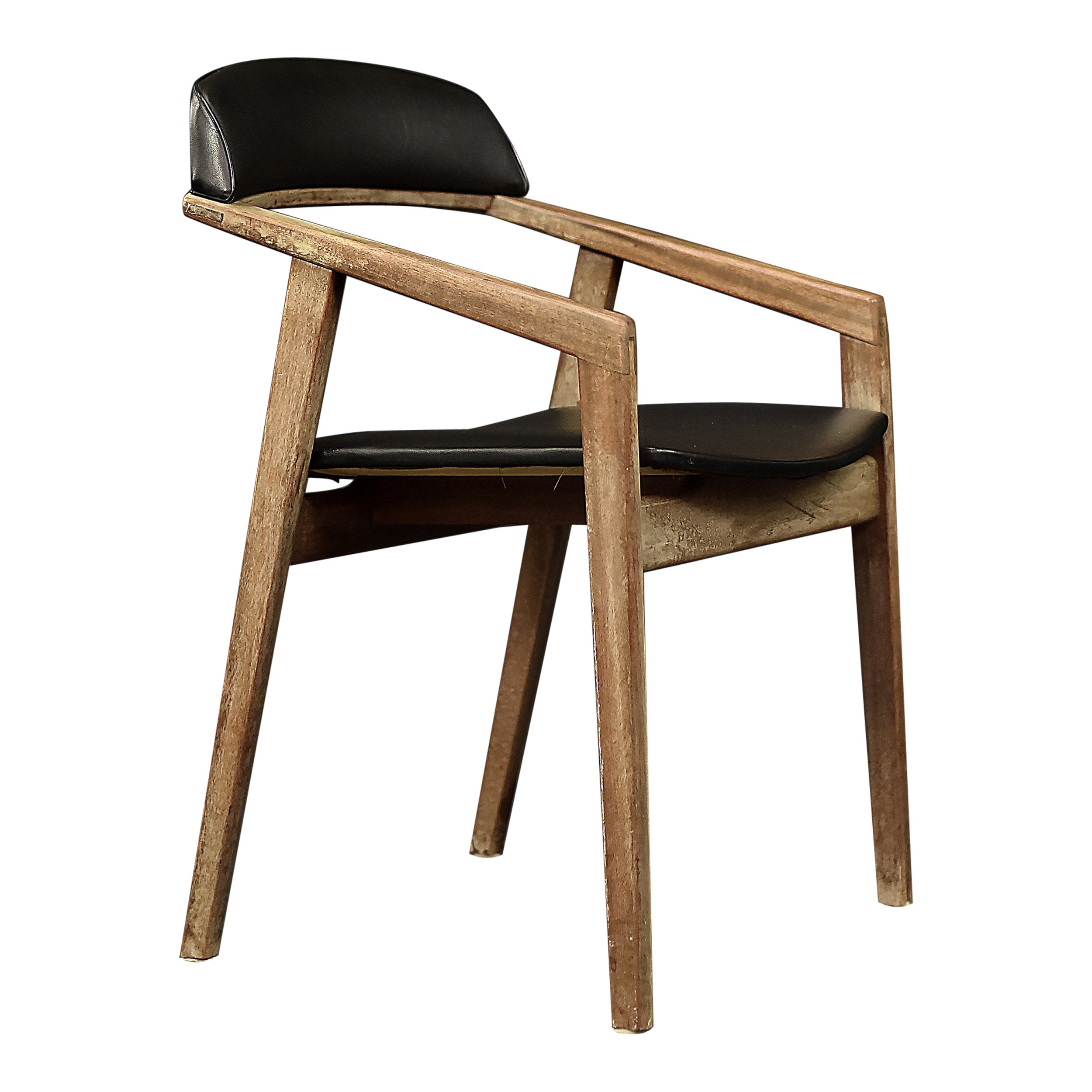 Vintage Midcentury Scandinavian Modern Geometric Mahogany Office Chair, 1960s