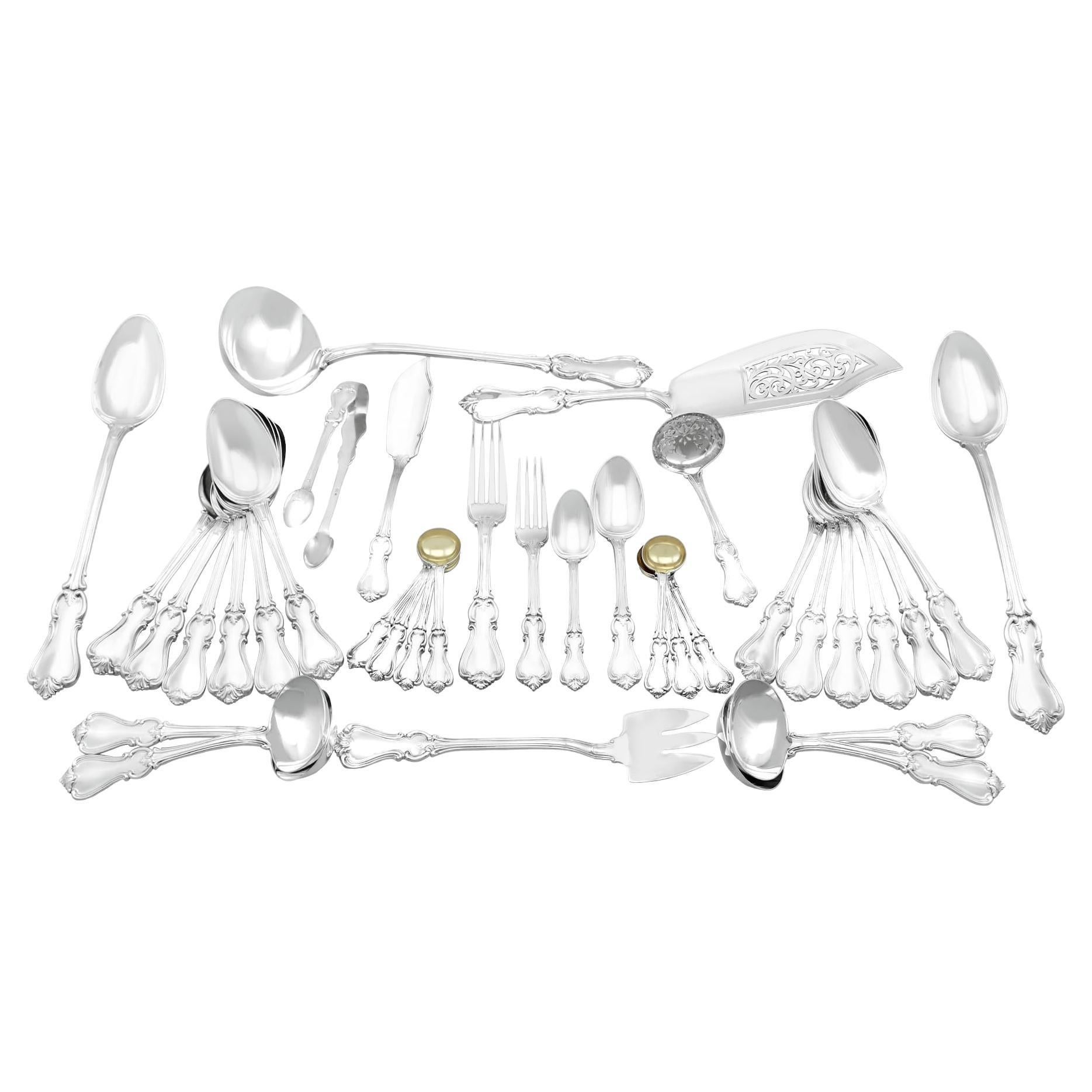 Antique Victorian Sterling Silver Canteen of Cutlery for Twenty-Four Persons