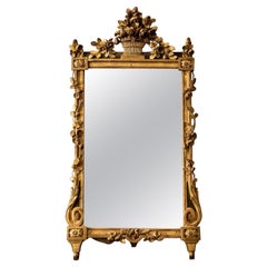 Espejo de Pared de Madera de Pino Dorado Francés del Siglo XVIII - Decoración de Pared Antigua