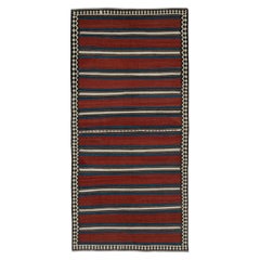 Retro Shahsavan Persian Kilim in Red, Blue, White & Black by Rug & Kilim