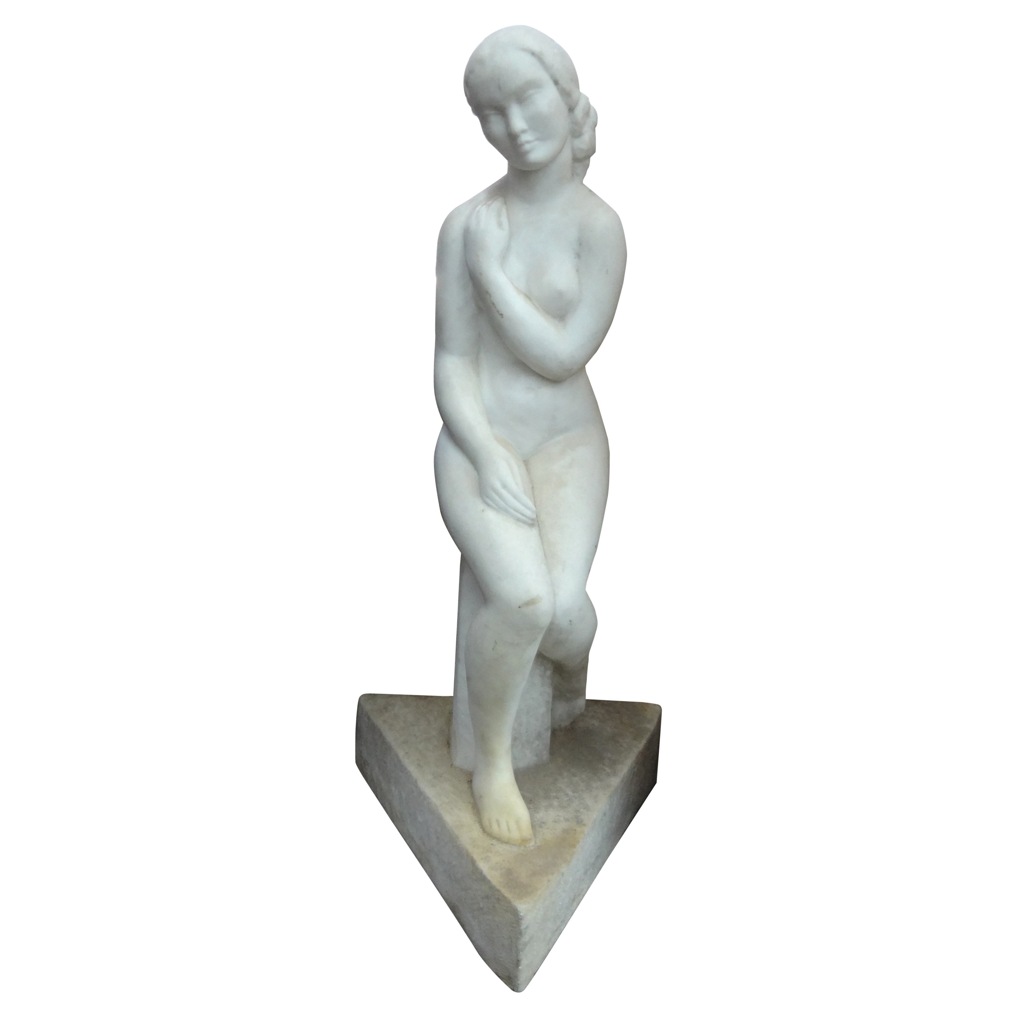 Italian Seated Figure of a Carrara Marble Sculpture of a Vestal Virgin ...