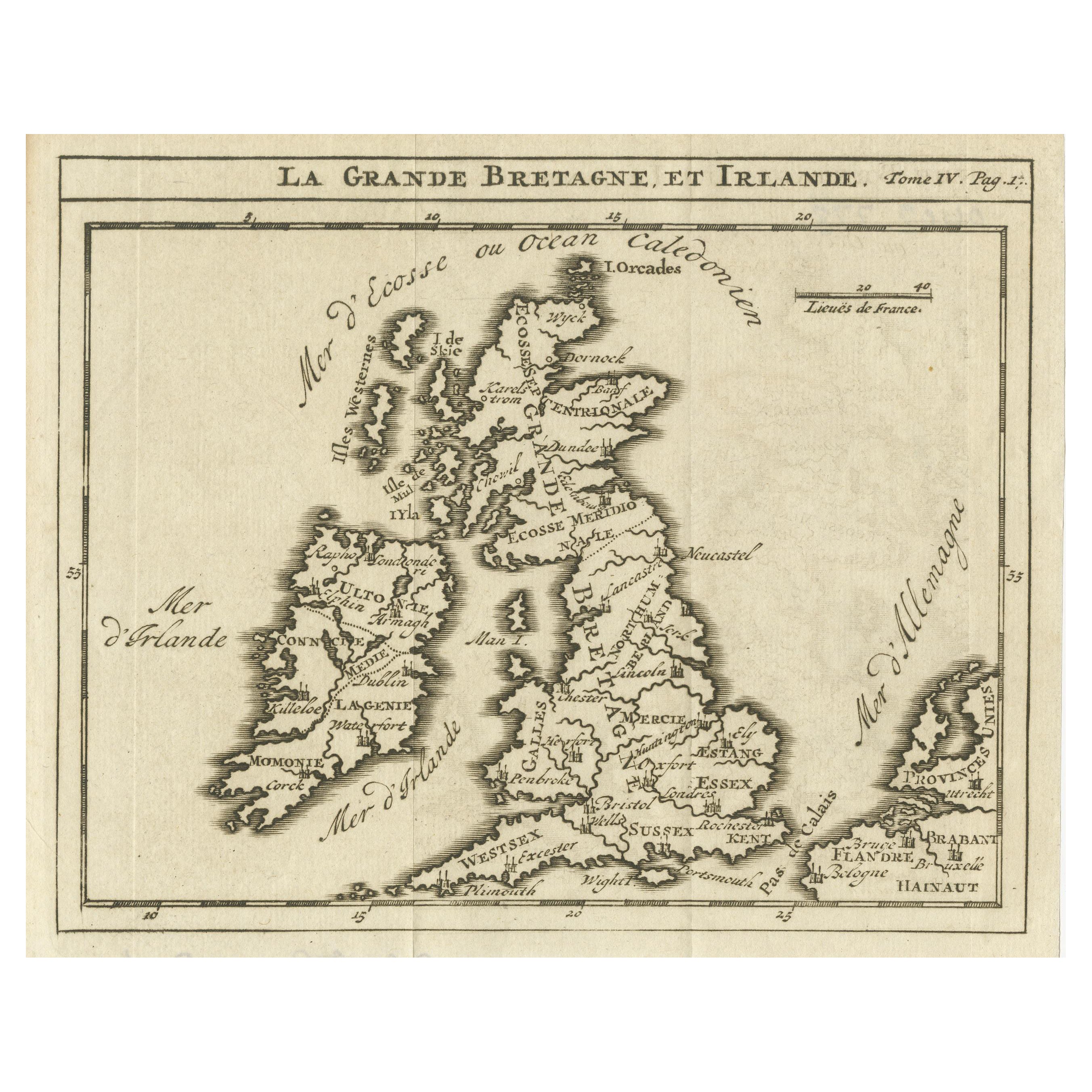 Rare Small Antique Map of Great Britain and Ireland For Sale