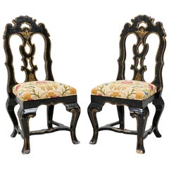 Used Set of 6 Michael Taylor Portuguese Rococo Giltwood Upholstered Dining Chairs
