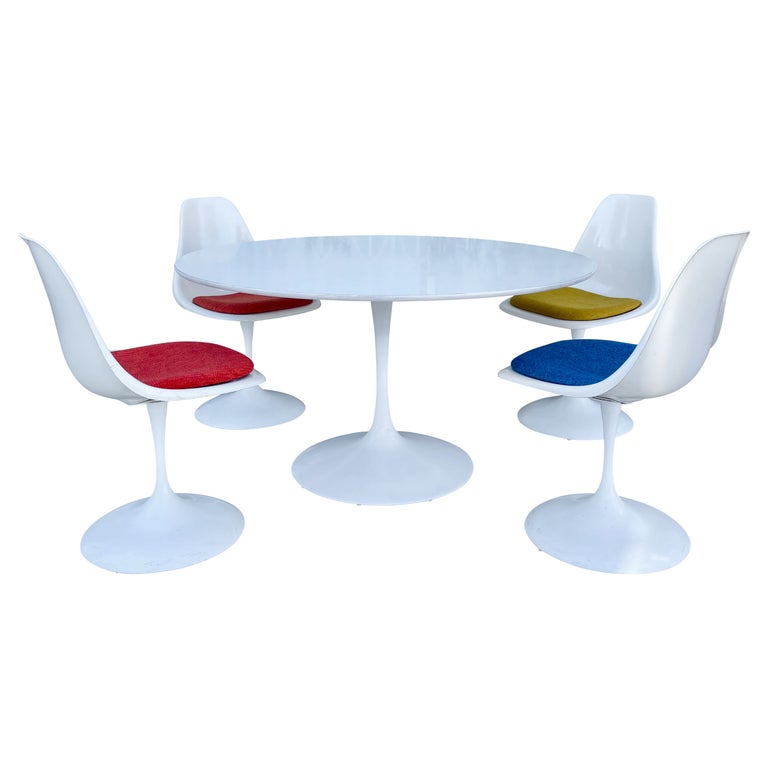 MidCentury Tulip Dining Table Set Styled After Eero Saarinen For Sale