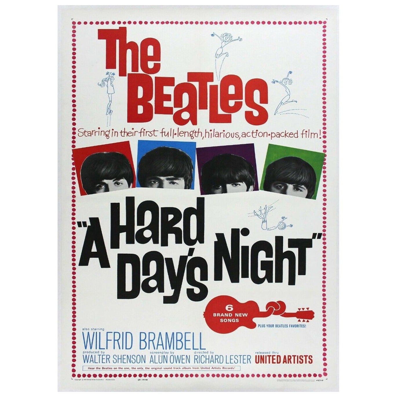 Les Beatles - A Hard Day's Night - Affiche vintage d'origine, 1965