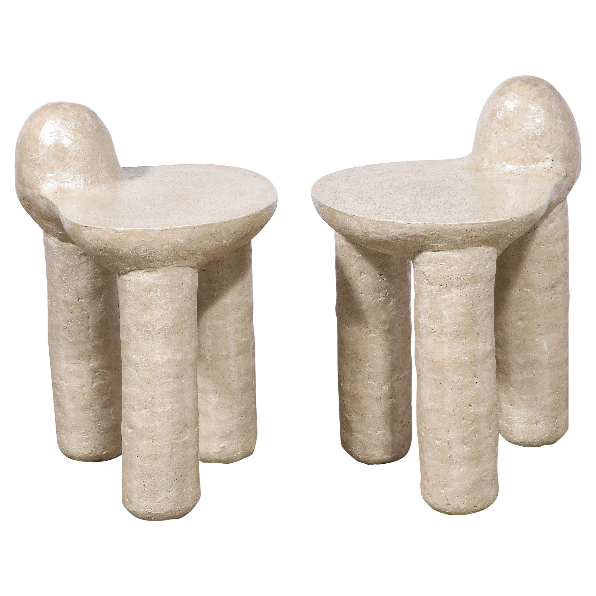 Pair of Pearl Nube Chairs by River Valadez