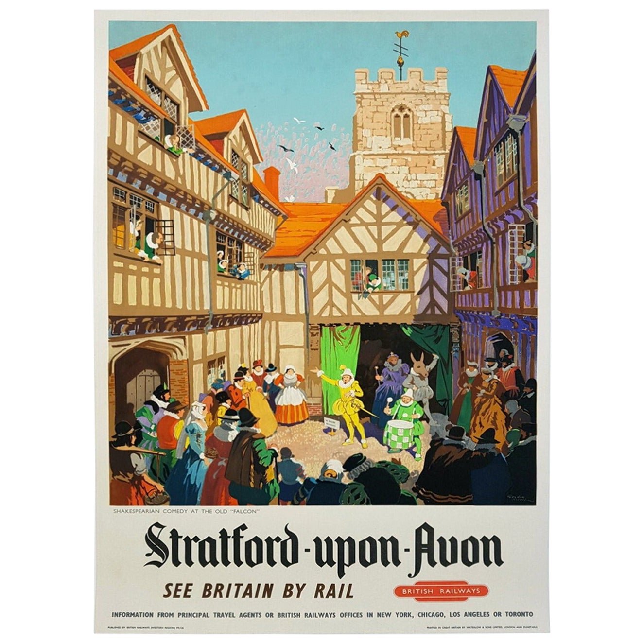 Statford-Upon-Avon - British Railways - Affiche vintage d'origine de 1952