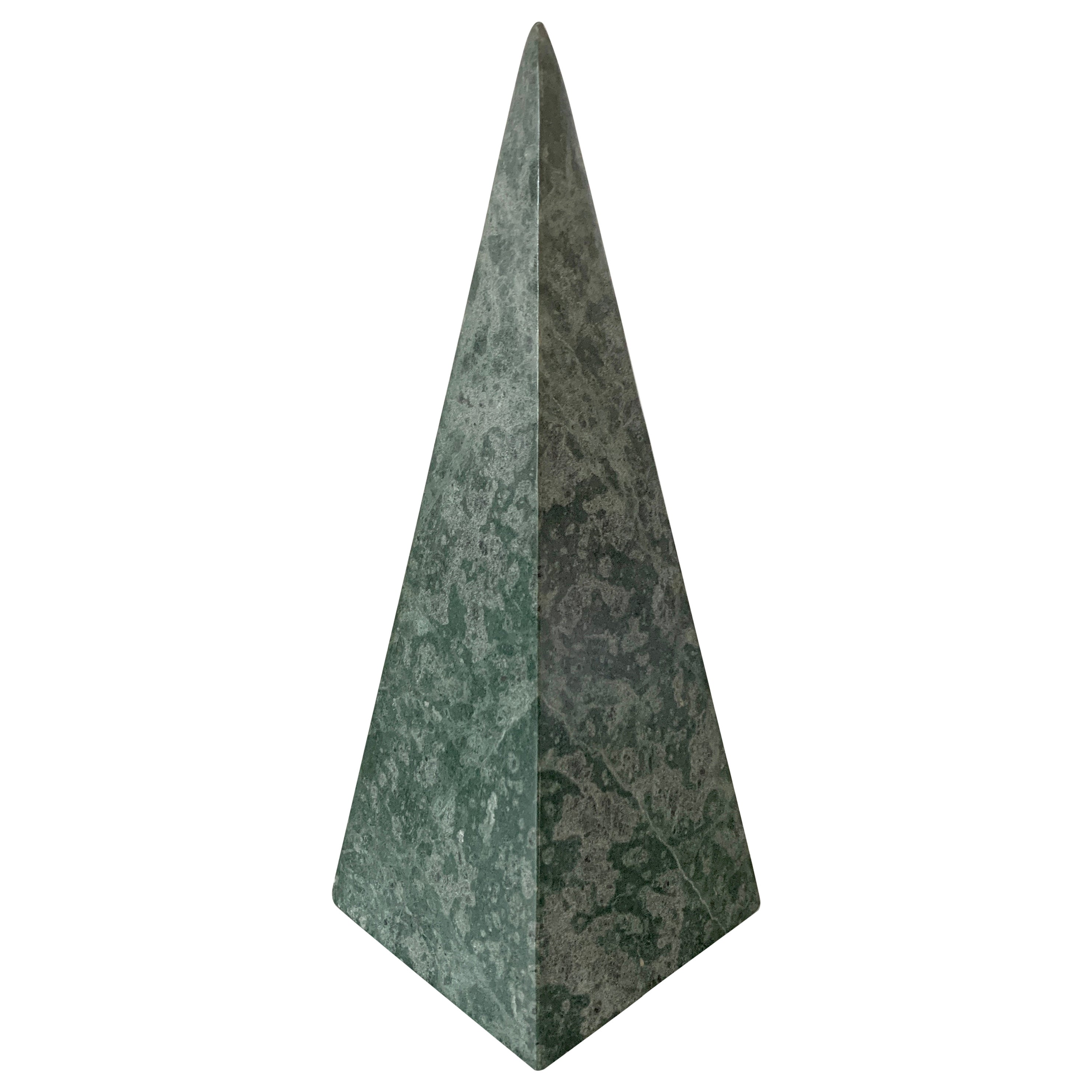 Neoclassical Solid Marble Green and Gray Obelisk