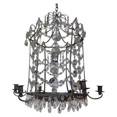 French Maison Baguès Bronze and Crystal Pagoda Lantern