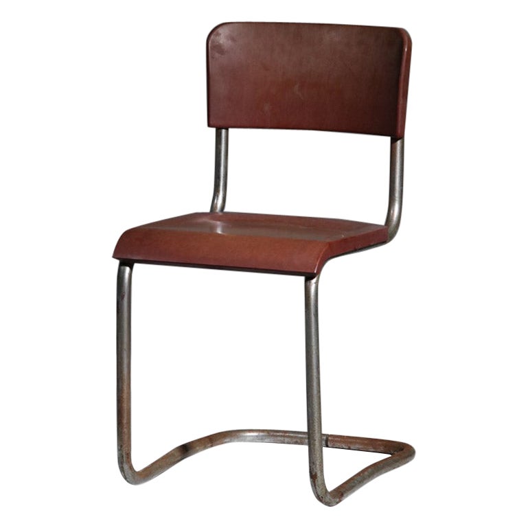Verchromter Bakelit-Stuhl im Stil von Emile Guillot, Art déco-Modernistischer Breuer