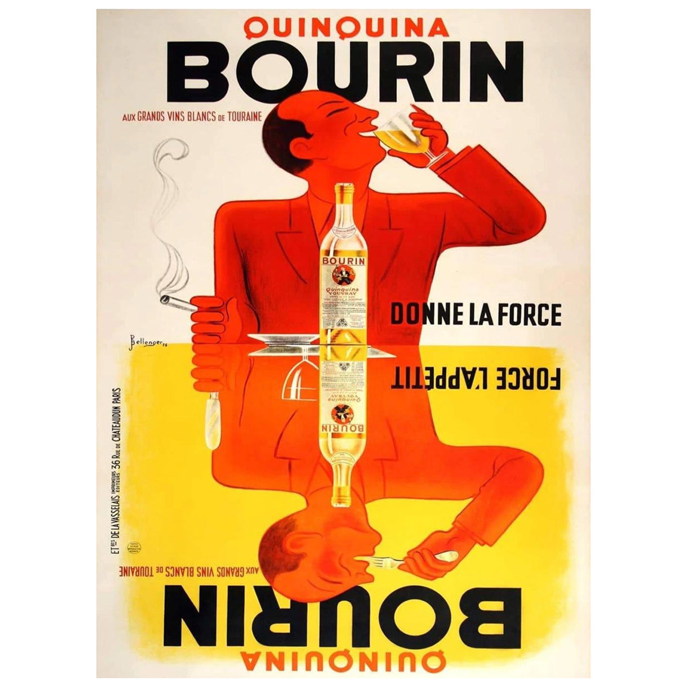 1936 Bourin Quinquina Original Vintage Poster