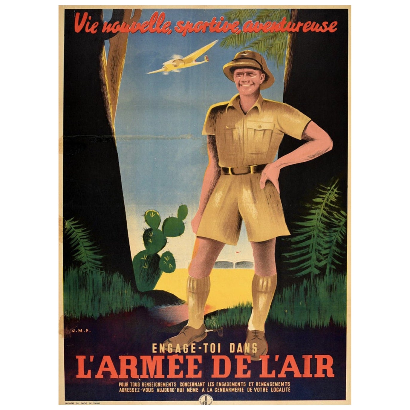 1933 Air Force, L'Armee De L'air Original Vintage Poster For Sale