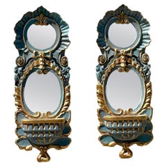 Vintage Regency Spanish Chapman Gilt Tipped Ruffle Mirrors, a Pair