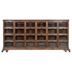 Monumental English Oak Barristers Bookcase Cabinet