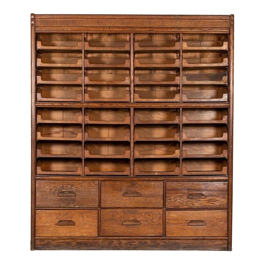 Large English Oak Haberdashery Cabinet For Sale