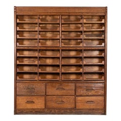 Large English Oak Haberdashery Cabinet