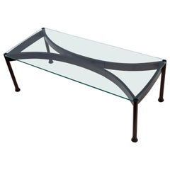 Retro 1960s Mid-Century Modern Italian Coffee Table with Glass Top