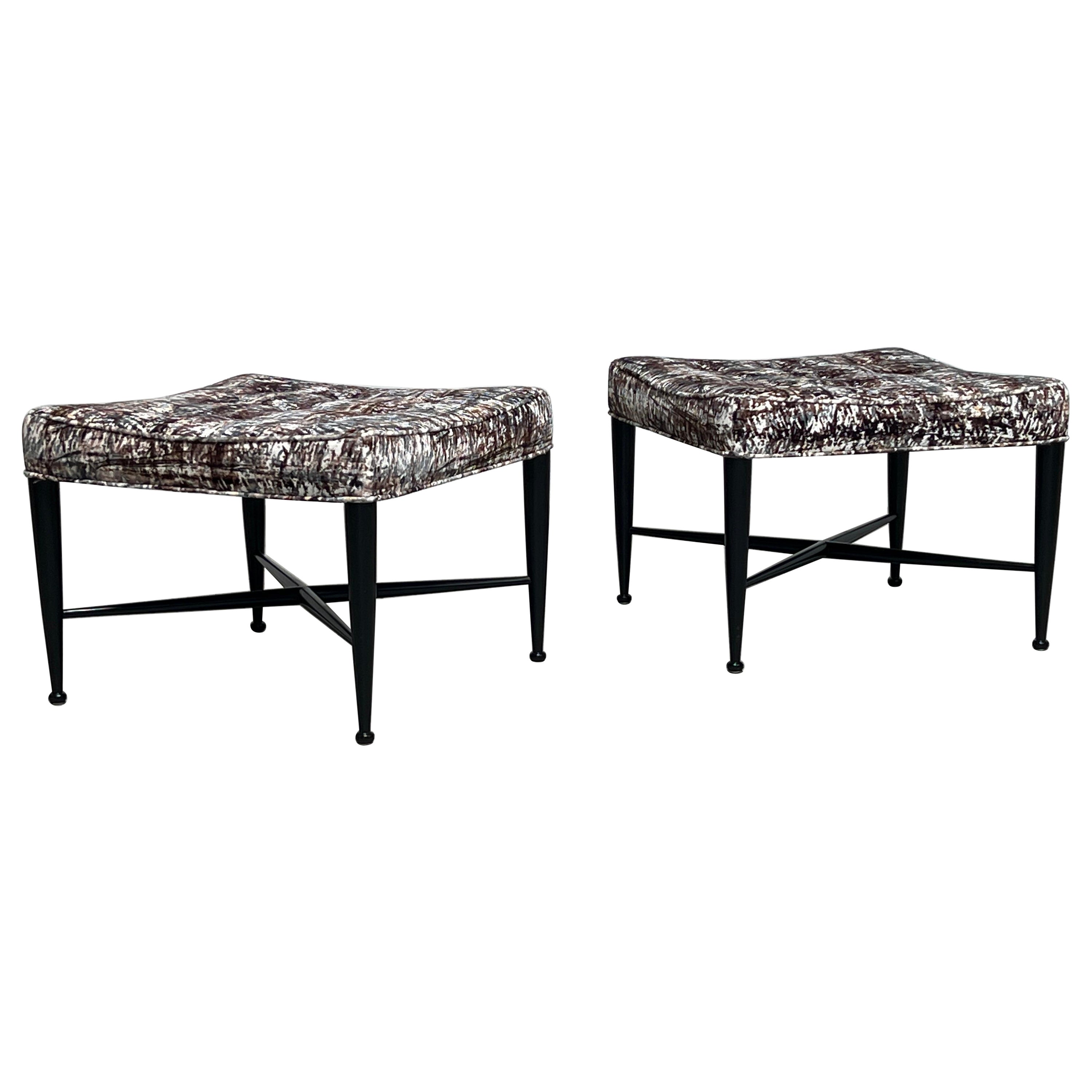 Pair of Dunbar Thebes Stools by Edward Wormley For Sale