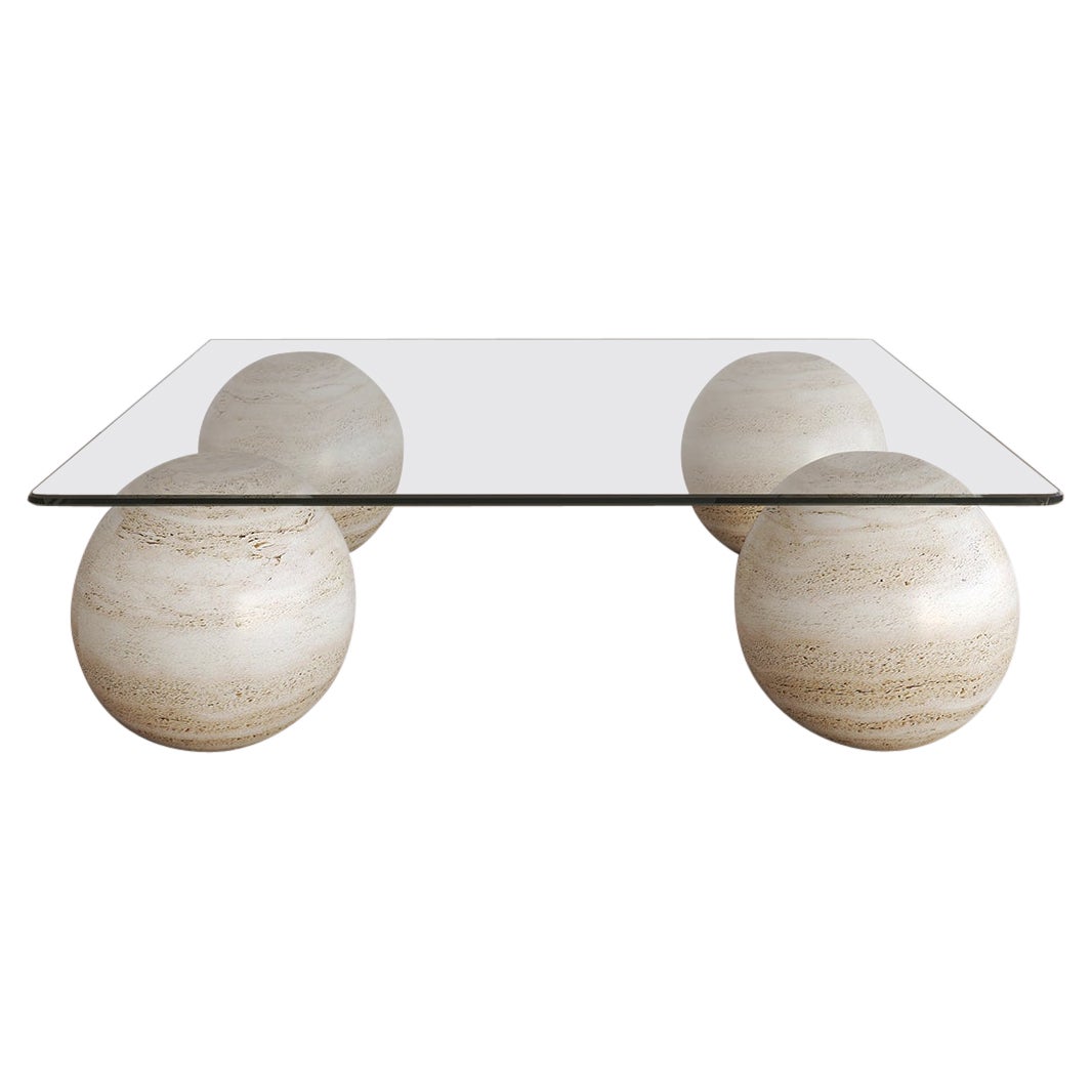 Nude Travertine Sufi Coffee Table II by the Essentialist For Sale