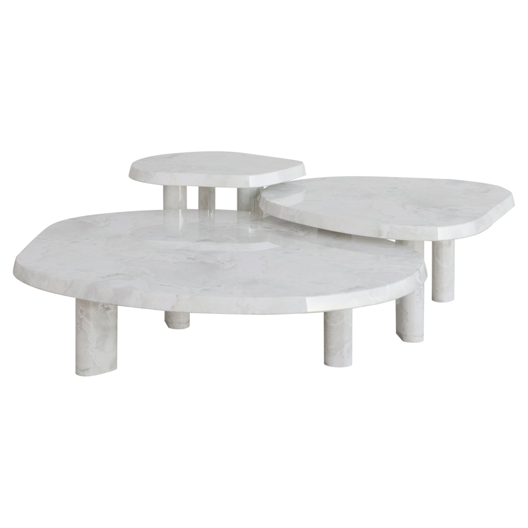 Bianco Onyx Fiori Nesting Coffee Table by the Essentialist For Sale