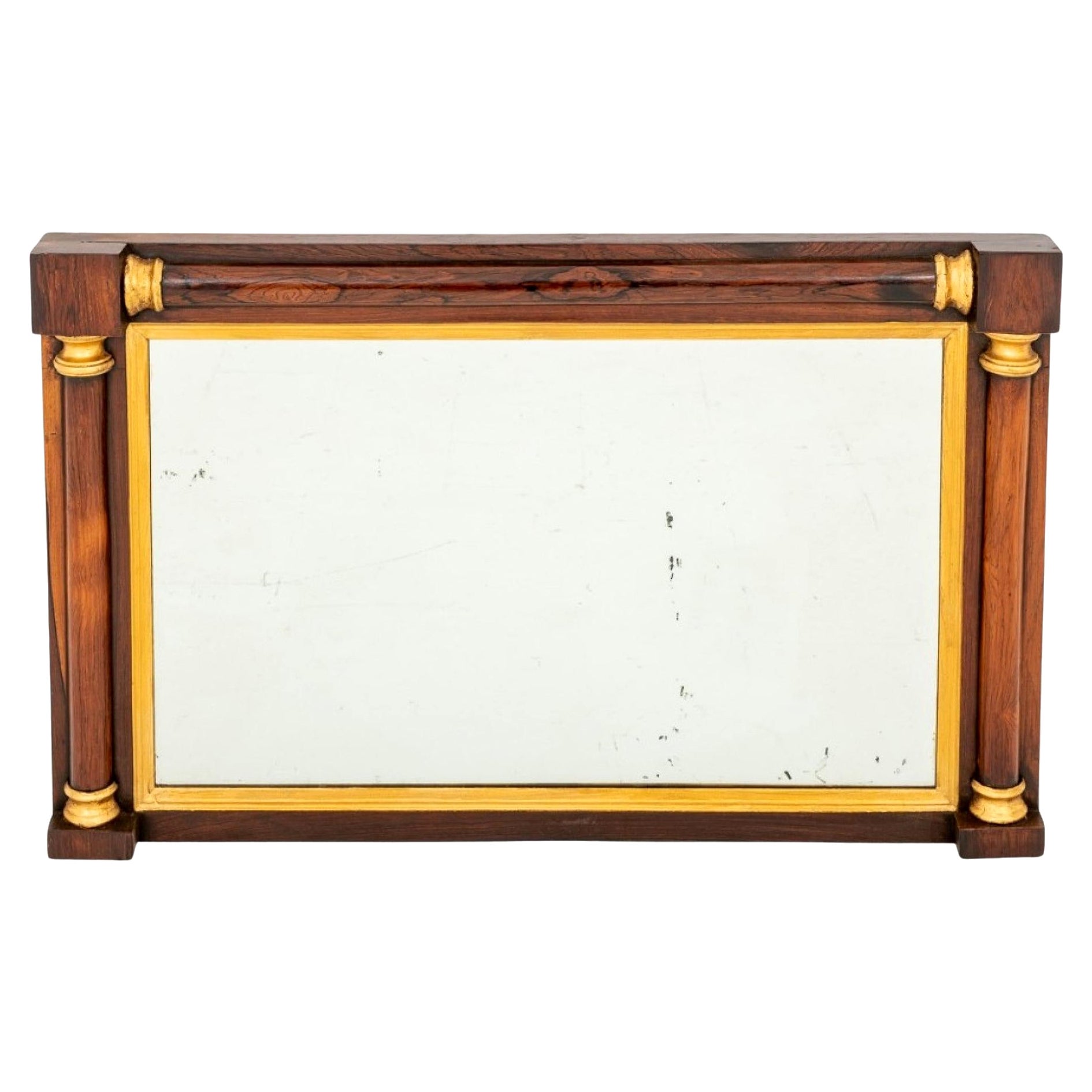 Antique Mantle Mirror, Rosewood and Gilt For Sale