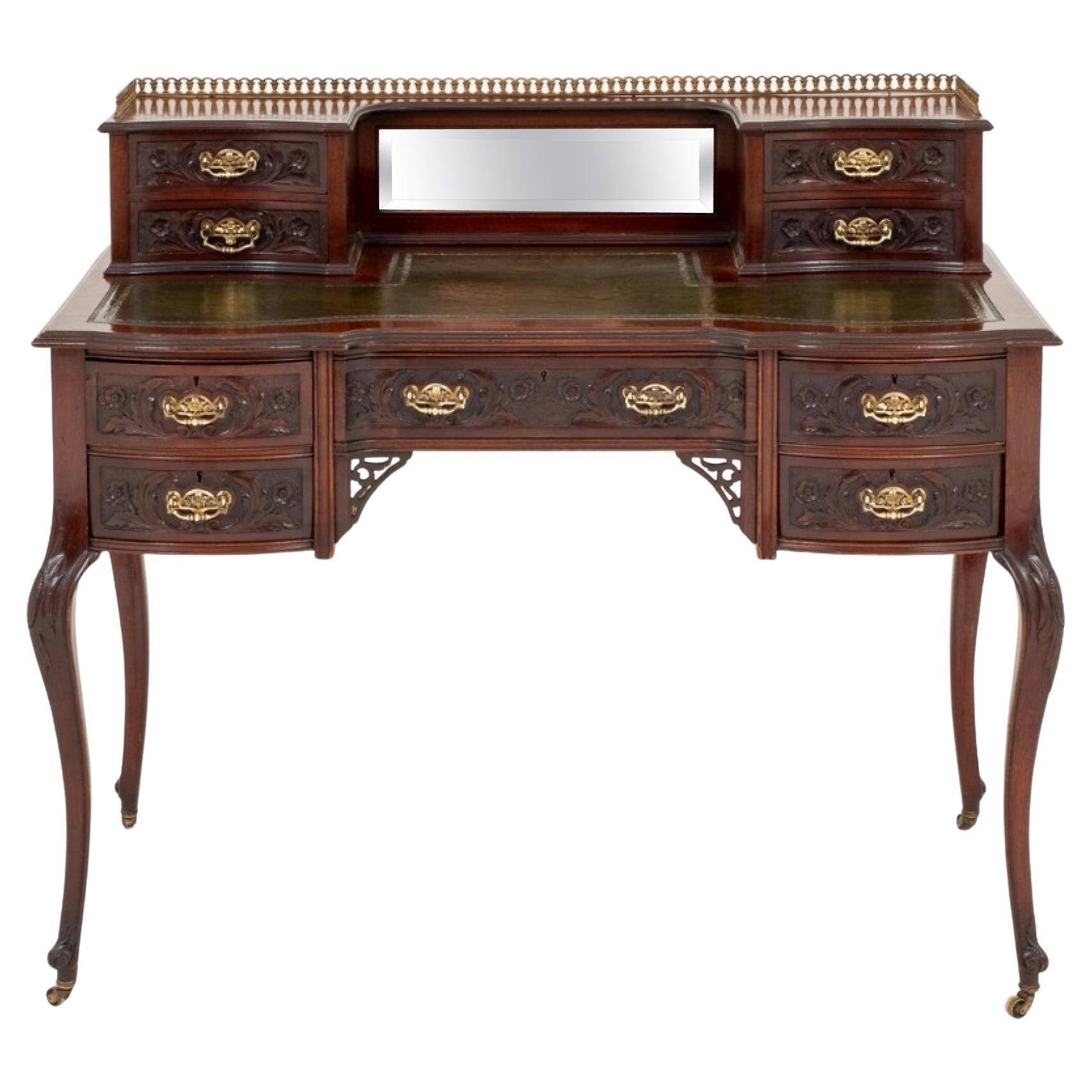 Chippendale Desk, Mahogany Writing Table Antique, 1890 For Sale