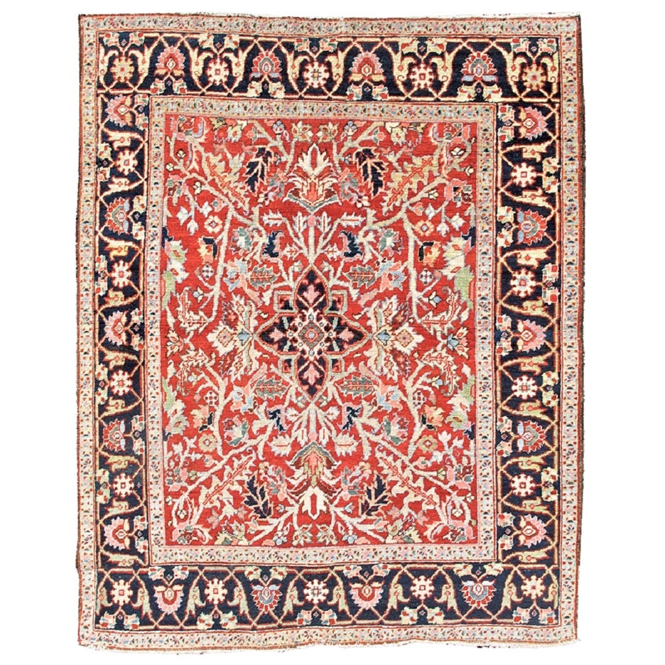 Antique Persian Heriz Rug, Early 20th Century For Sale