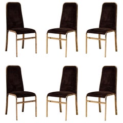 Set of 6 Mid-Century American Brass Dining Chairs 
