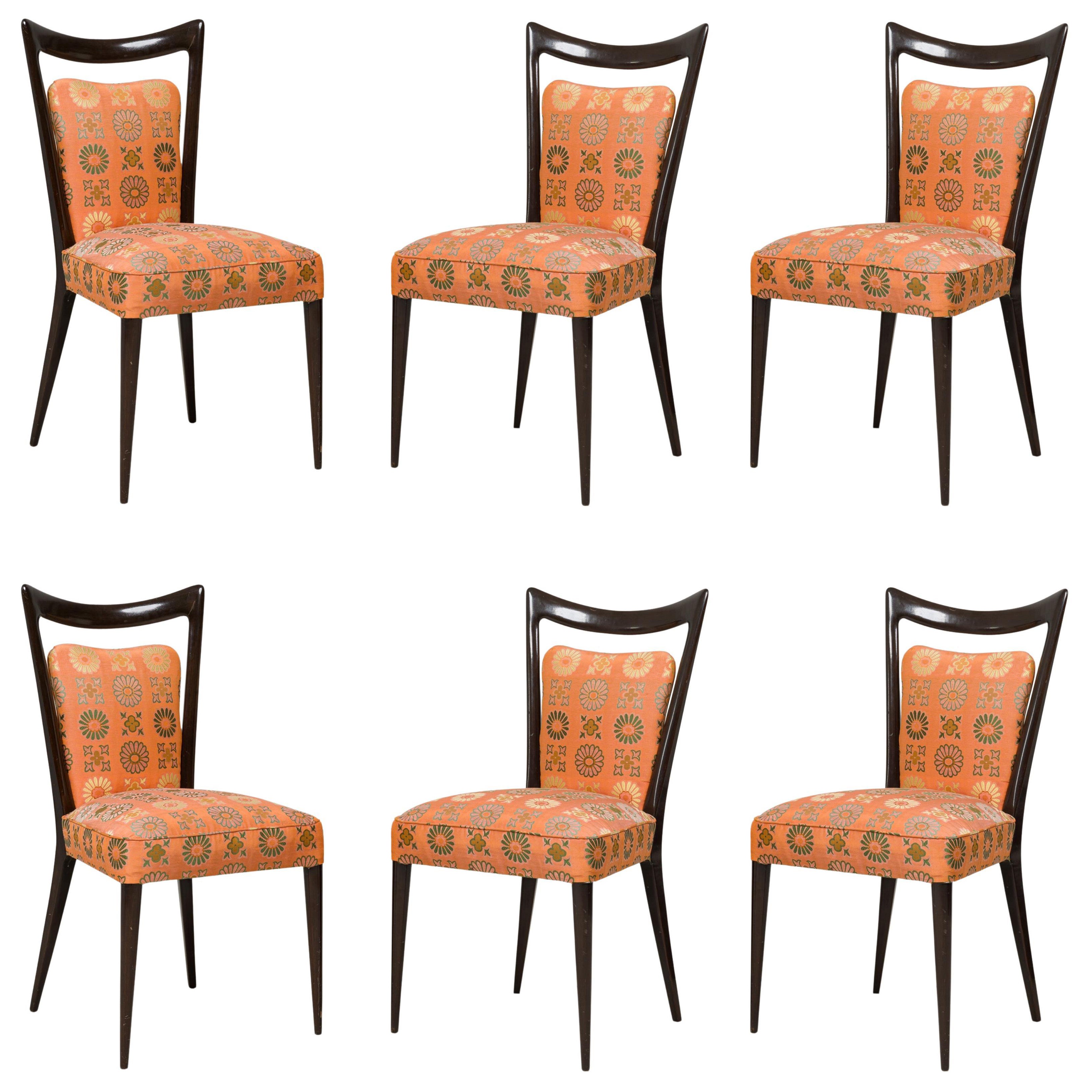 Set of 4 Melchiorre Bega Mid-Century Italian Zigzag Upholstered Dining Chairs For Sale