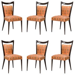 Ensemble de 4 chaises de salle à manger italiennes Melchiorre Bega tapissées de zigzags du milieu du siècle dernier