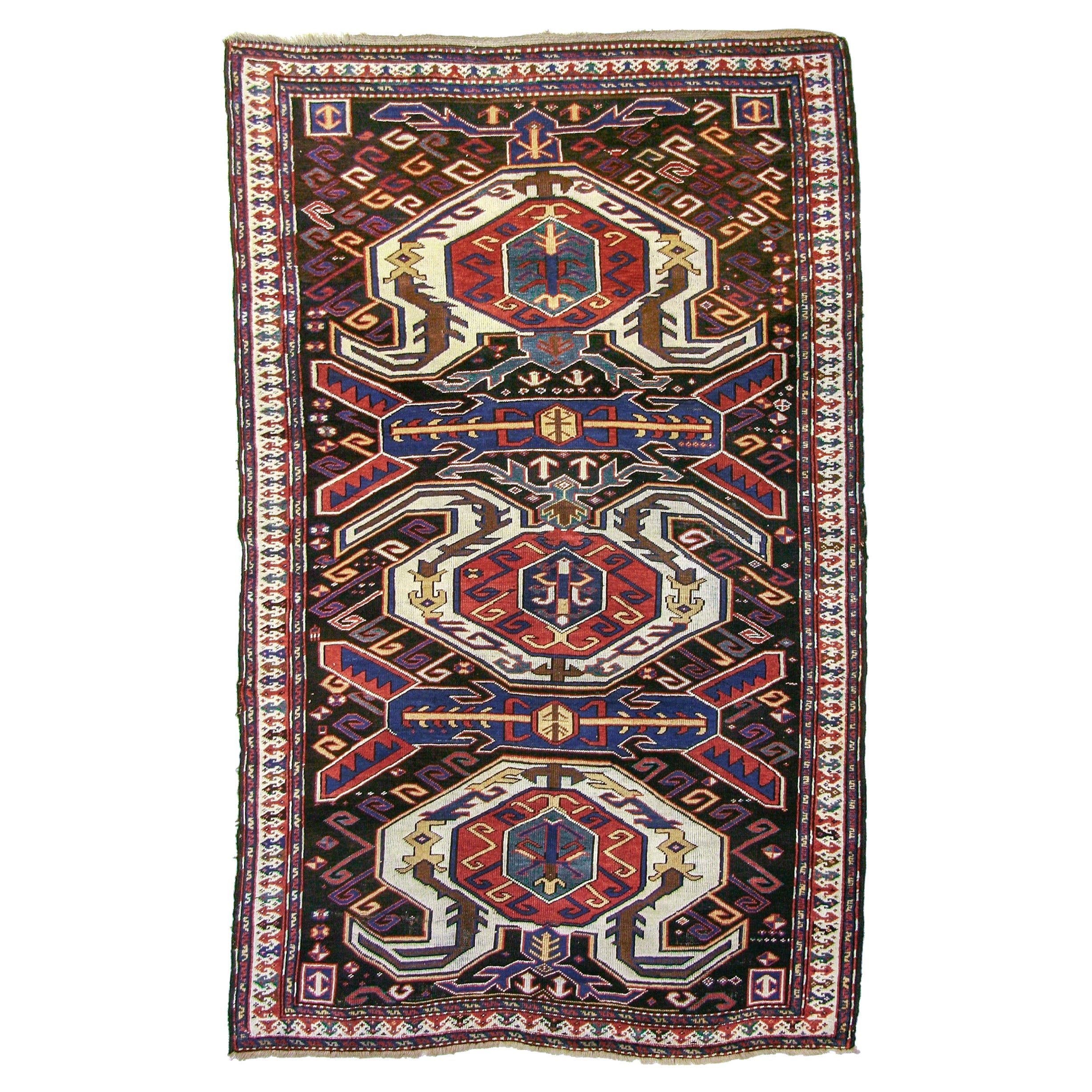 Antique Caucasian Lenkoran Rug, 19th Century