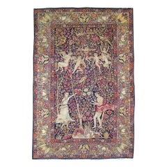 Antiker persischer Kirman-pictorial-Teppich, 19. Jahrhundert