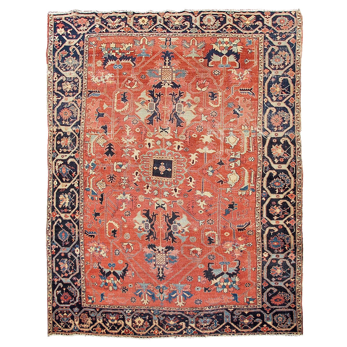 Antique Persian Serapi Rug, Late 19th Century For Sale