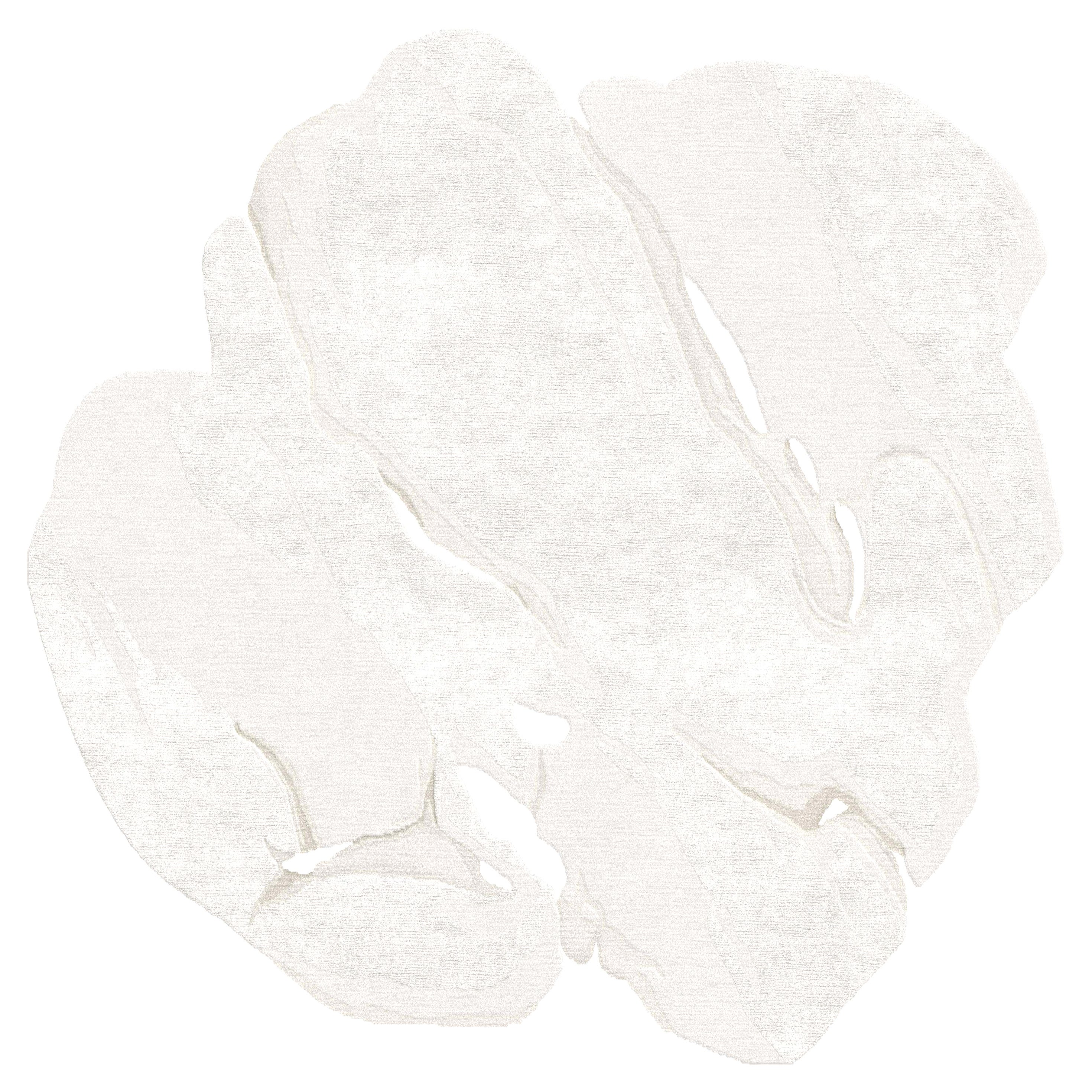 Contemporary Italian White Rug Irregular Unusual Abstract Shape
