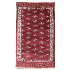 Antique Turkmen Yomut Main Carpet Rug, 19th Century