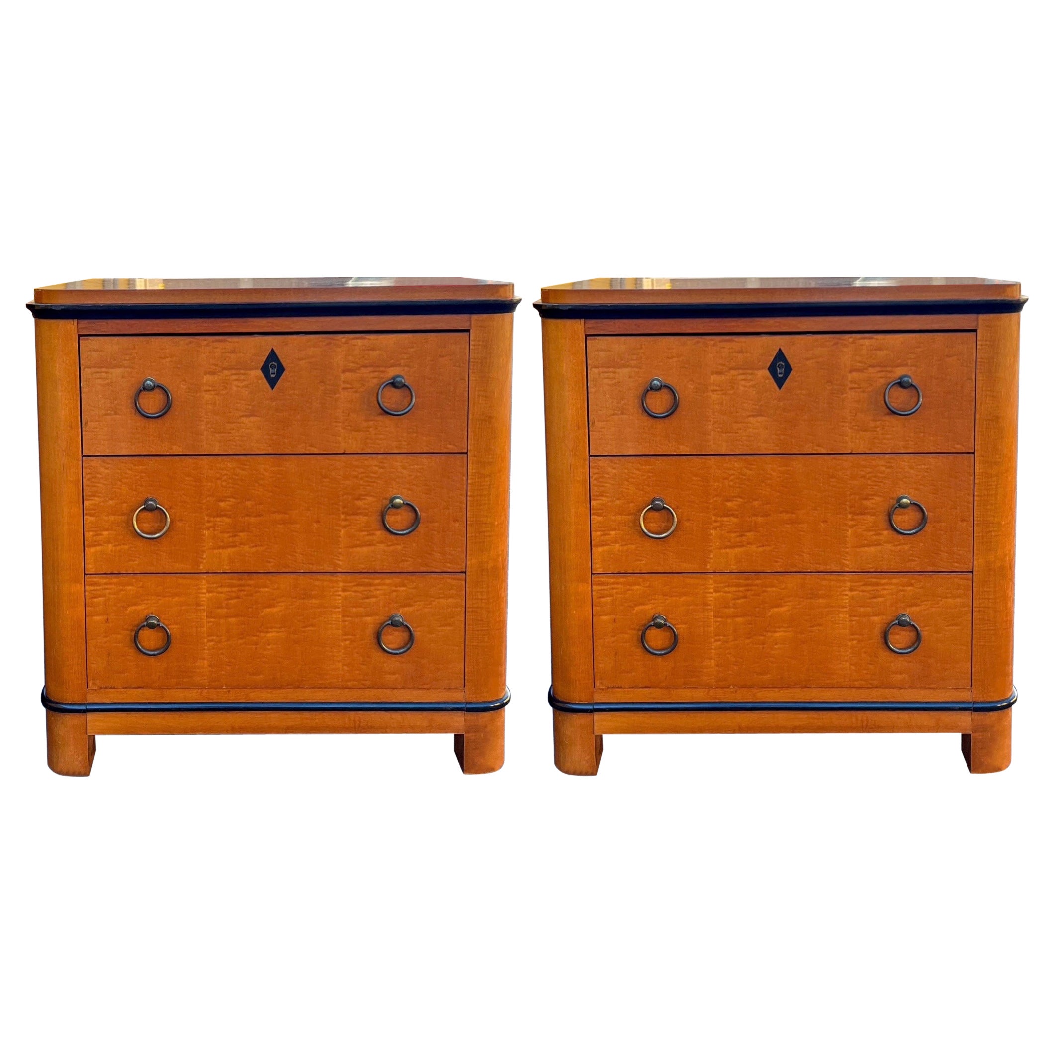 Midcentury Biedermeier Style Chest / Side Tables by National Mt. Airy, Pair