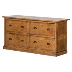 Vintage Large English Painted Oak Haberdashery Drawers Counter