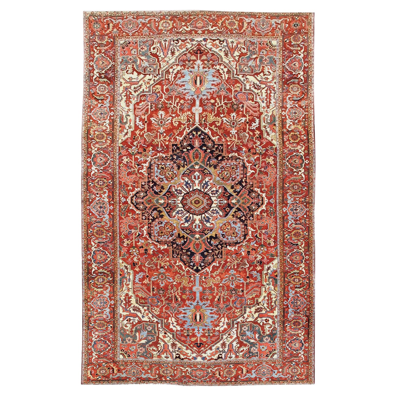 Antique Large Persian Heriz Carpet, Early 20th Century For Sale