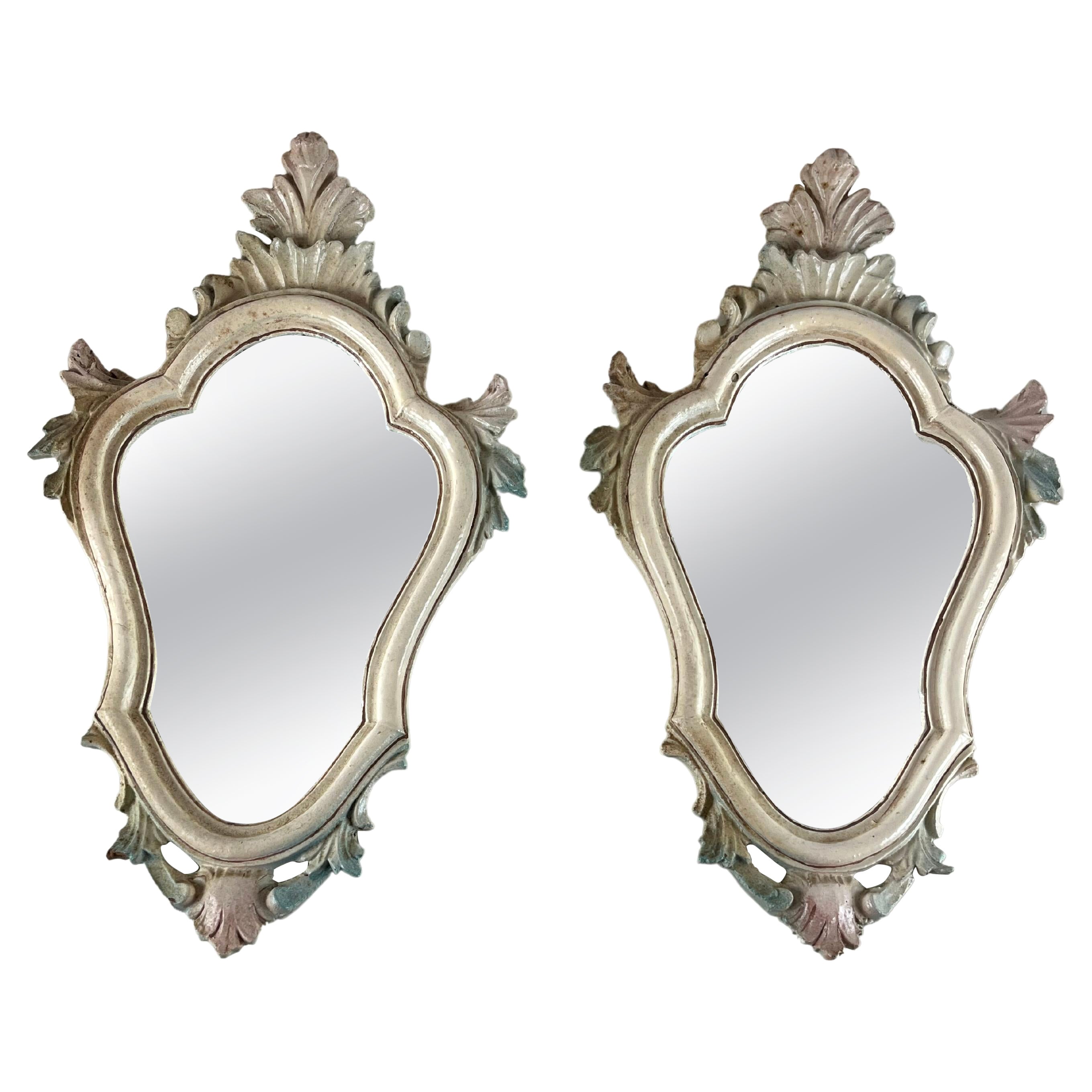 Pair of Venetian Bedside Mirrors, Italy, 1960s For Sale