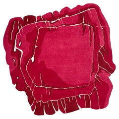 Colorful Contemporary Italian Red Rug Irregular Unusual Abstract Shape, Magenta