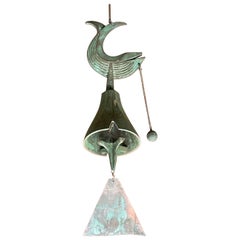 Mid Century Brutalist Bronze Wind Chime Bell "Save the Whale" by Paolo Soleri