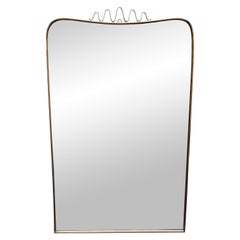 Gio Ponti Style Wall Brass Mirror, Italy 1950s